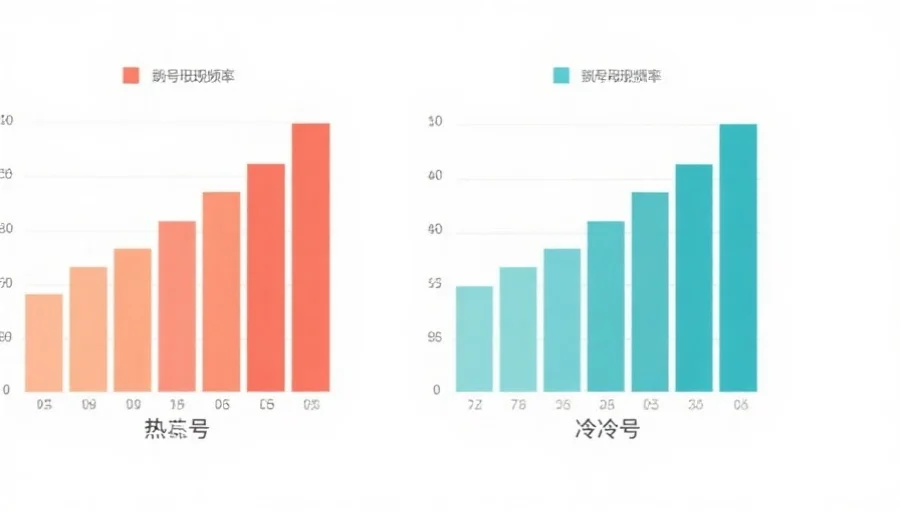 简洁的柱状图展示号码出现频率,热号与冷号用不同颜色区分,背景为白色