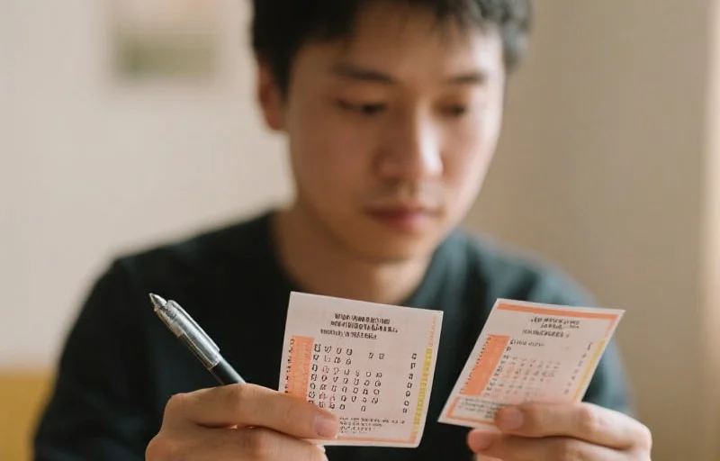 一个人正在仔细研究彩票